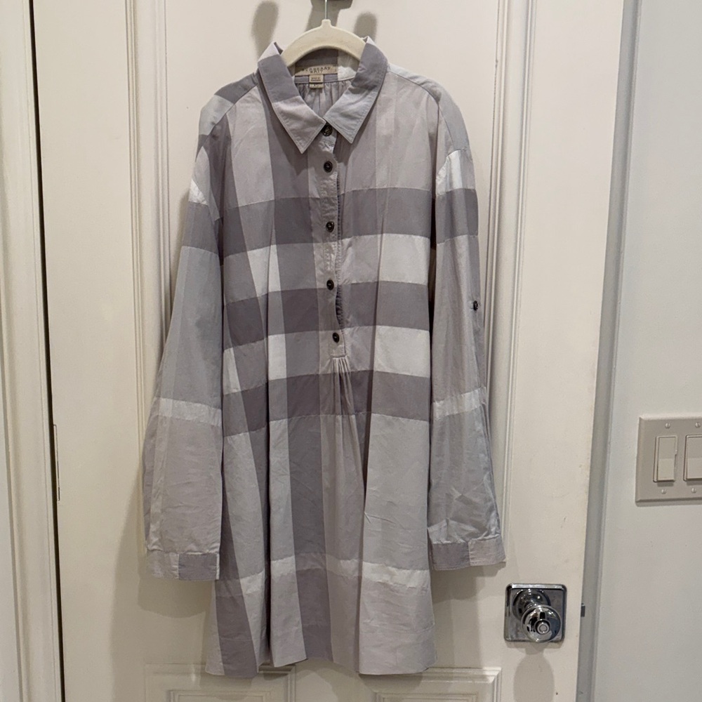 Burberry Brit Blouse tones of Grey classic plaid blouse